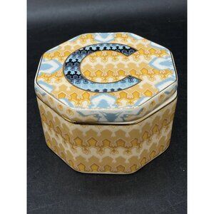 Anthropologie Monogram C Ceramic Octagonal Trinket Box Lid